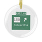 Vintage WCP Exit 65 Sign Glass Ornaments