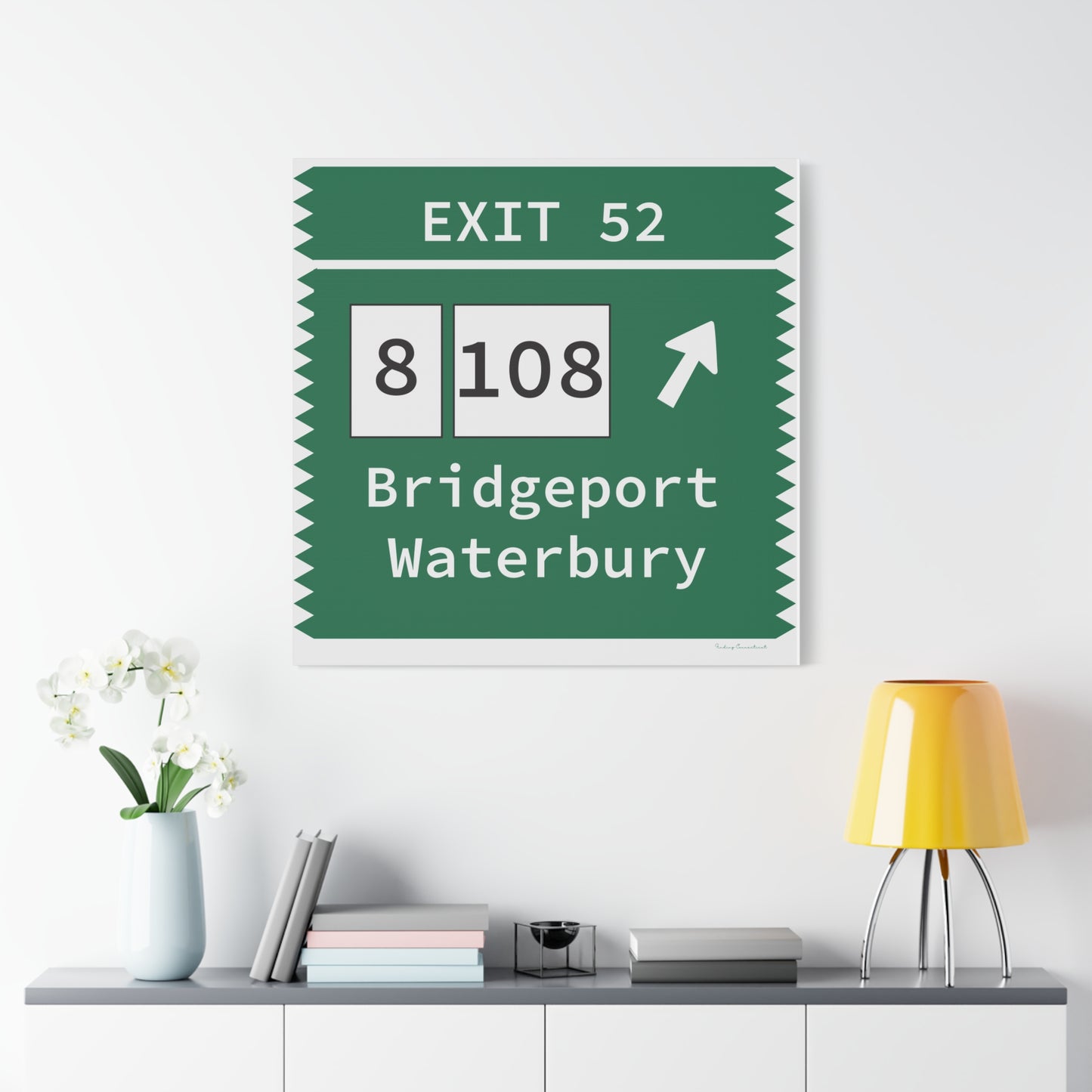 Vintage Merritt Parkway Exit 52 Sign Matte Canvas, Stretched, 1.25"