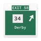 Vintage WCP Exit 58 Sign Matte Canvas, Stretched, 1.25"