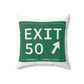 Vintage Exit 50  Merritt Parkway Sign Spun Polyester Square Pillow