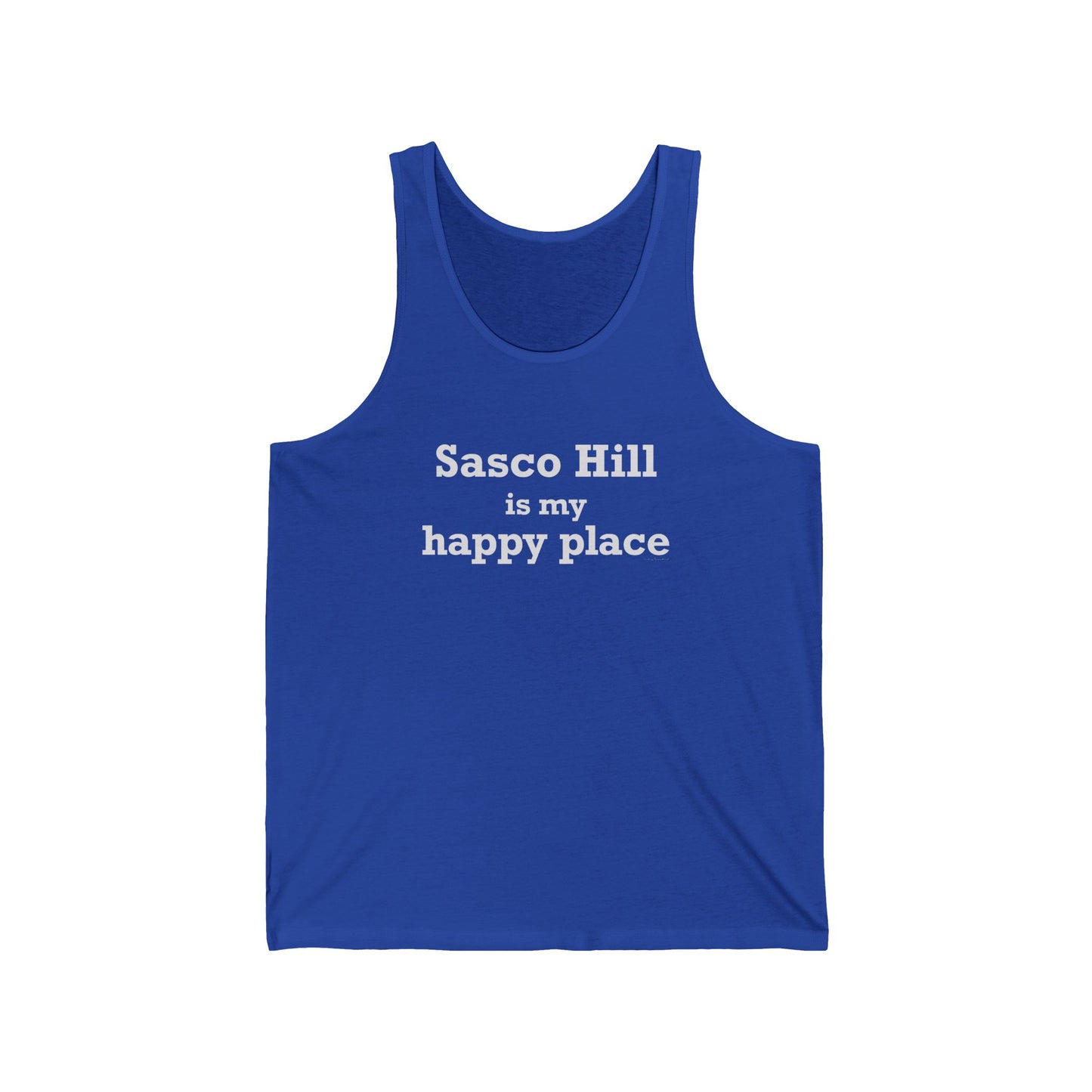 Sasco Hill is My Happy Place Unisex Jersey Tank