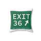Vintage Exit 36 Merritt Parkway Sign Spun Polyester Square Pillow