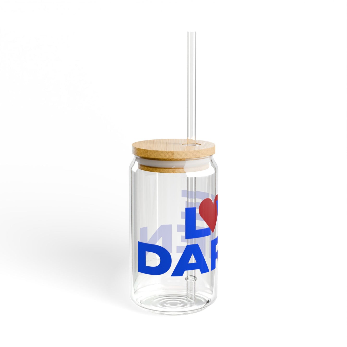 Love Darien Glass Can with Straw and Lid, 16oz