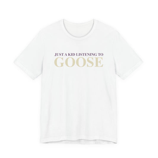 Just a kid listening to Goose - Cream & Purple Unisex Jersey Short Sleeve T-Shirt