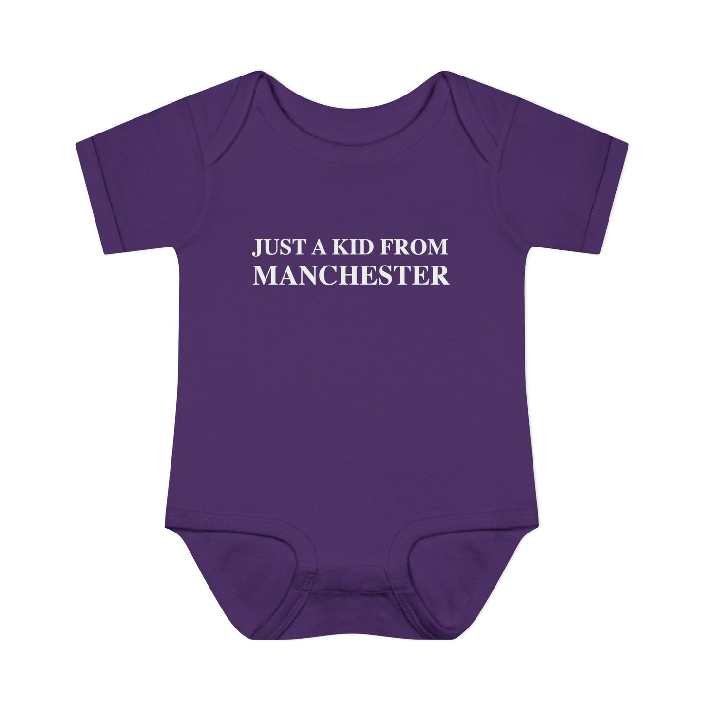 Just a kid from Manchester Infant Baby Rib Bodysuit