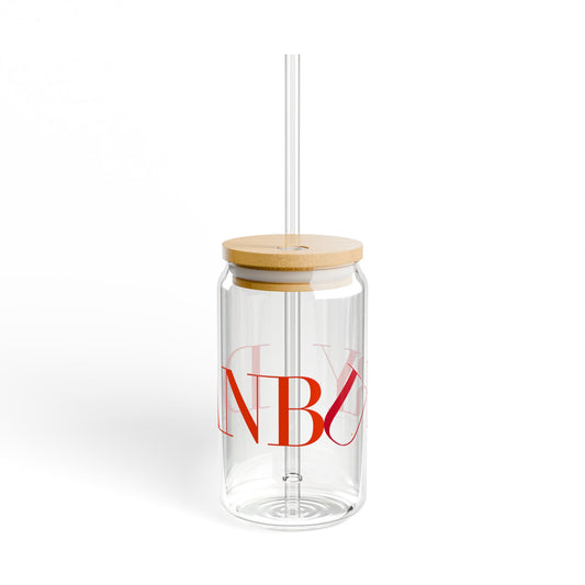 41 Tilt Danbury Glass Can with Straw and Lid, 16oz