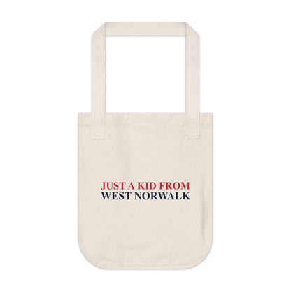 Just a kid from West Norwalk Organic Canvas Tote Bag
