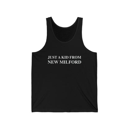 Just a kid from New Milford Unisex Jersey Tank