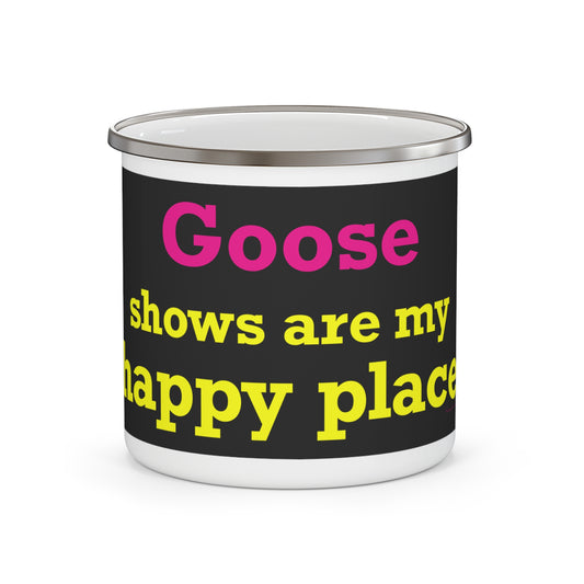 Goose Shows Are My Happy Place - Yellow & Pink Enamel Camping Mug