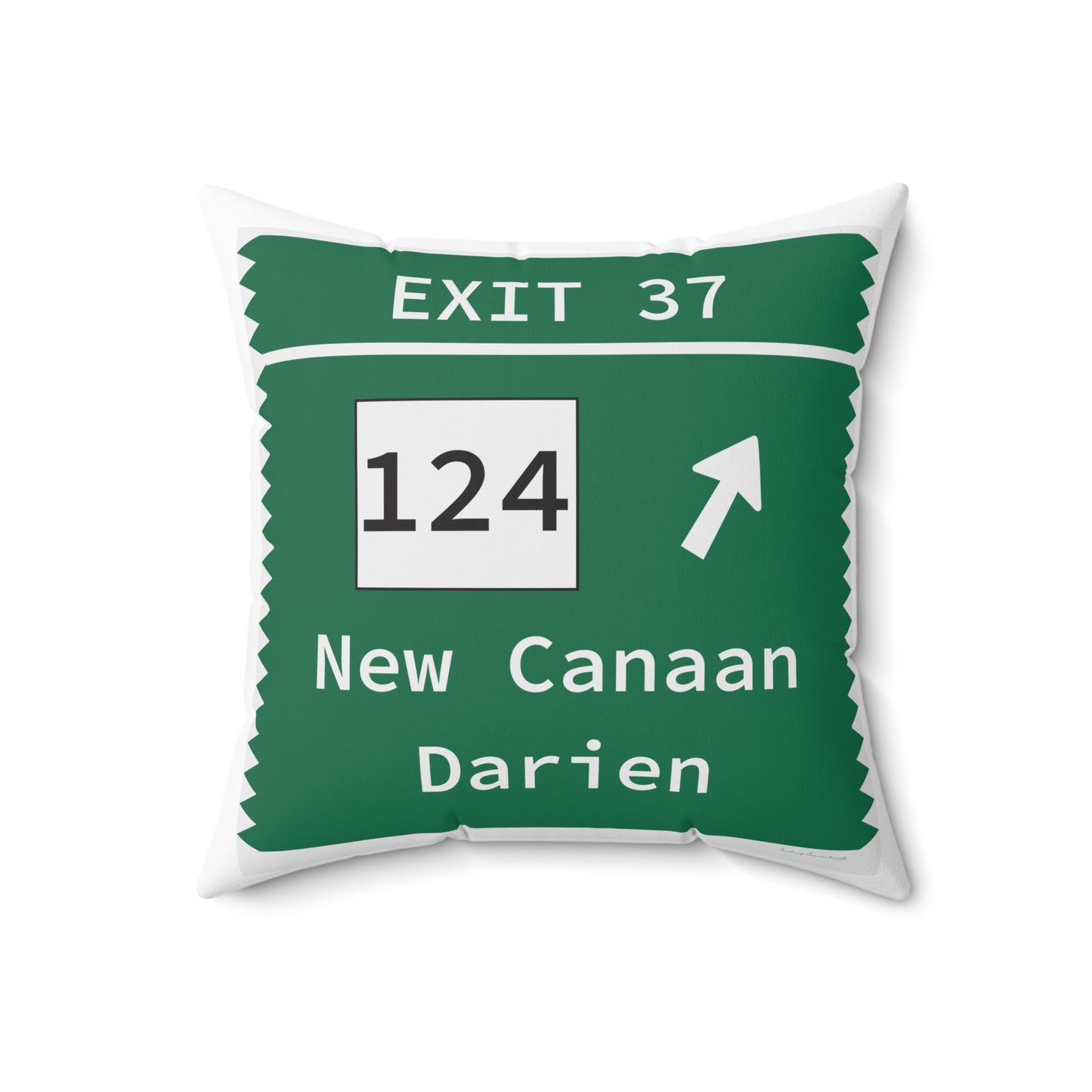 Vintage Merritt Parkway Exit 37 Sign Spun Polyester Square Pillow