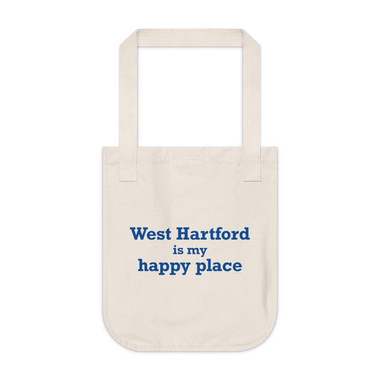 West Hartford is My Happy Place Organic Canvas Tote Bag