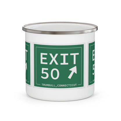 Vintage Exit 50  Merritt Parkway Sign Enamel Camping Mug