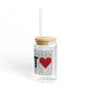 Westport Love Glass Can with Straw and Lid, 16oz