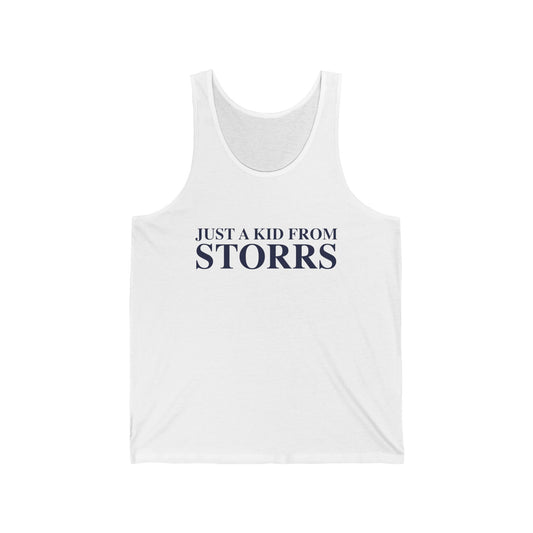 Just a kid from Storrs Unisex Jersey Tank Top