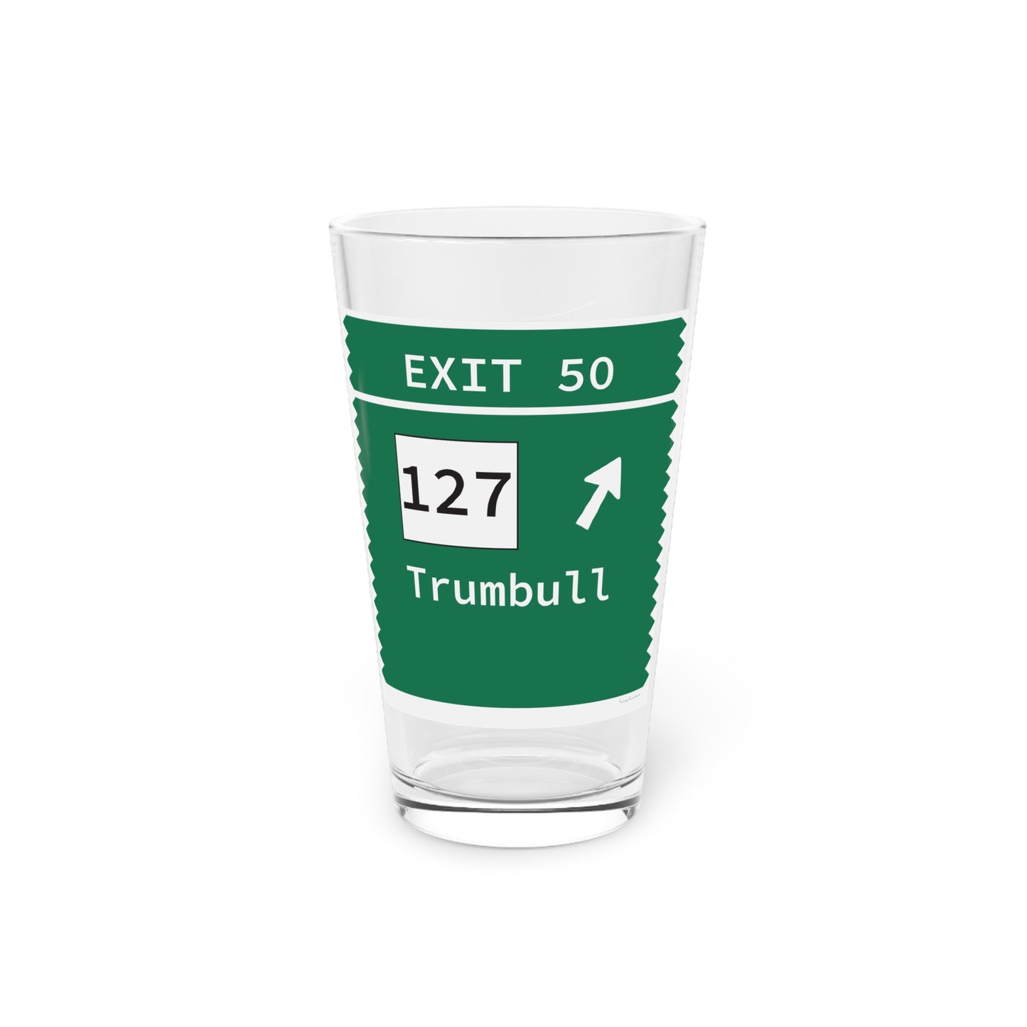 Vintage Merritt Parkway Exit 50 Sign Pint Glass, 16oz