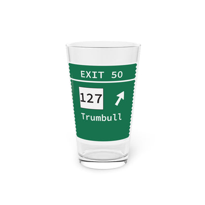 Vintage Merritt Parkway Exit 50 Sign Pint Glass, 16oz