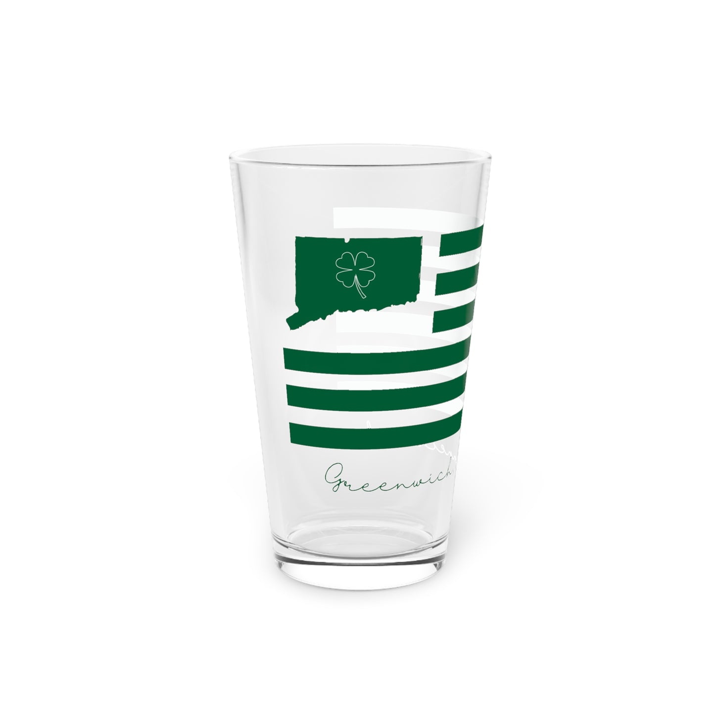 Greenwich Connecticut St Patrick’s Day Flag Pint Glass, 16oz