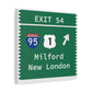 Vintage Merritt Parkway Exit 54 Sign Matte Canvas, Stretched, 1.25"