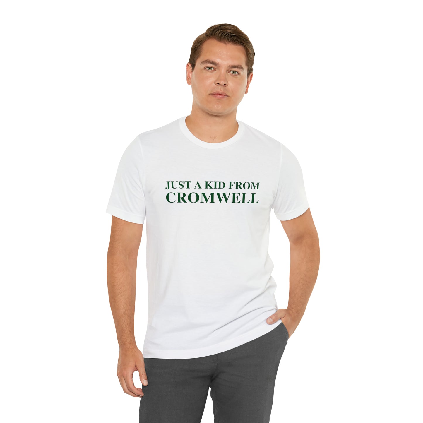 Just a kid from Cromwell Unisex Jersey Short Sleeve T-Shirt (green)