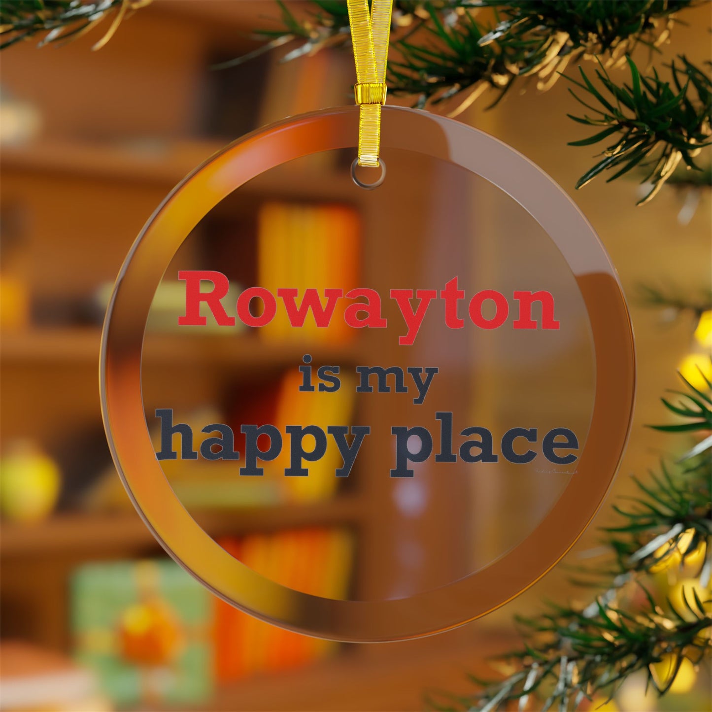 Rowayton is My Happy Place Glass Ornaments
