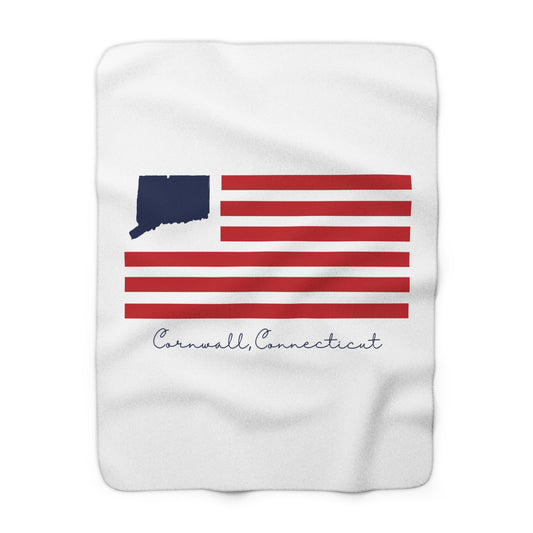 Cornwall Connecticut Flag Sherpa Fleece Blanket