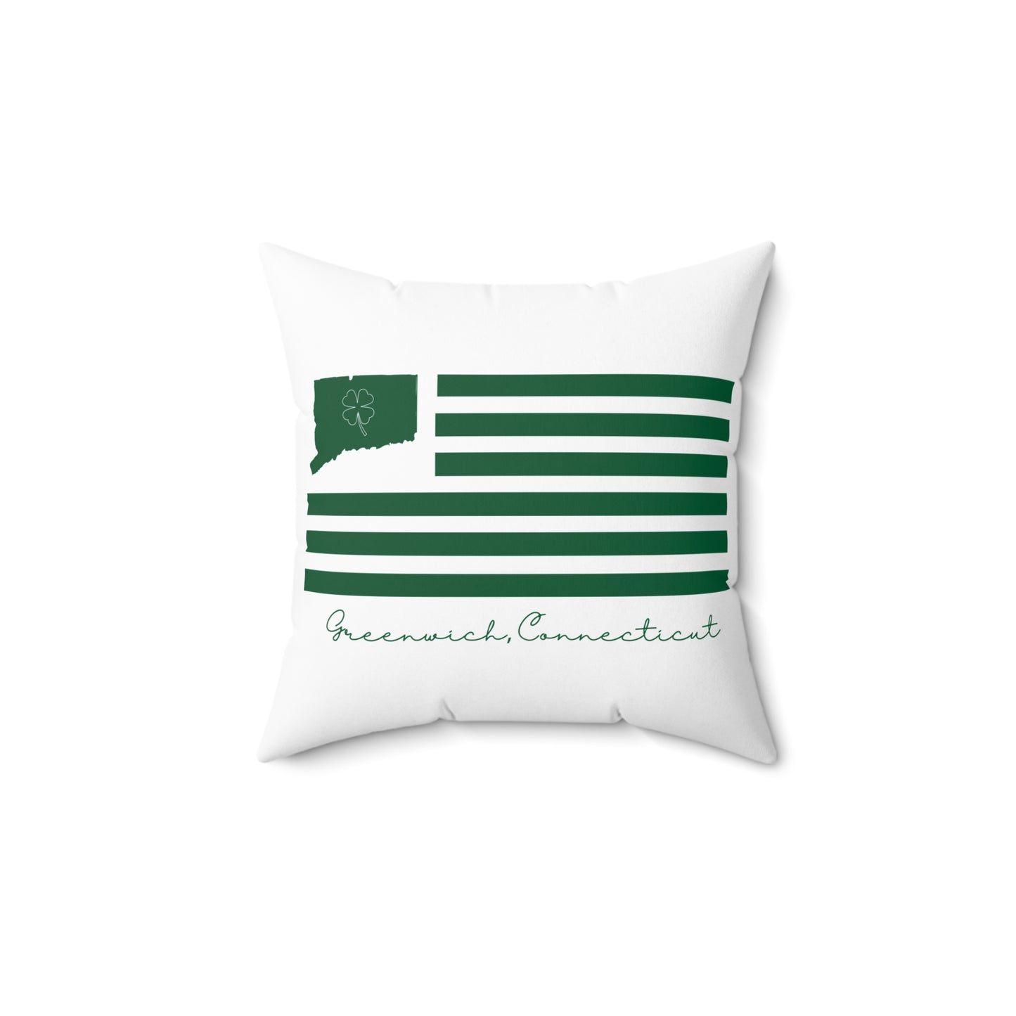 Greenwich Connecticut St Patrick’s Day Flag Spun Polyester Square Pillow