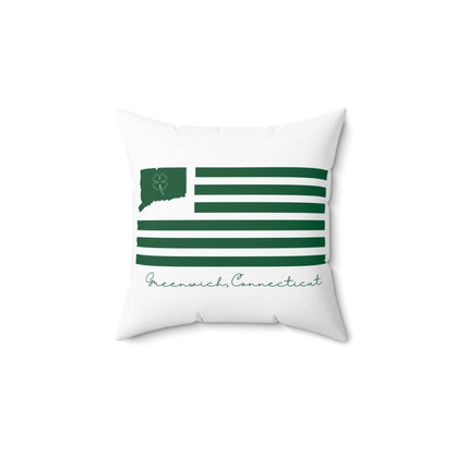 Greenwich Connecticut St Patrick’s Day Flag Spun Polyester Square Pillow