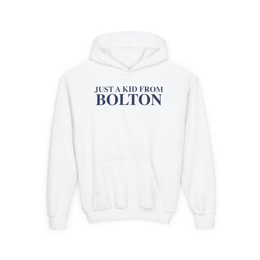 Just a kid from Bolton Youth Heavy Blend Hooded Sweatshirt