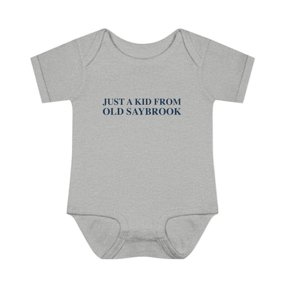 Just a kid from Old Saybrook Infant Baby Rib Bodysuit