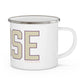 Goose Zip Code Cream & Purple Enamel Camping Mug