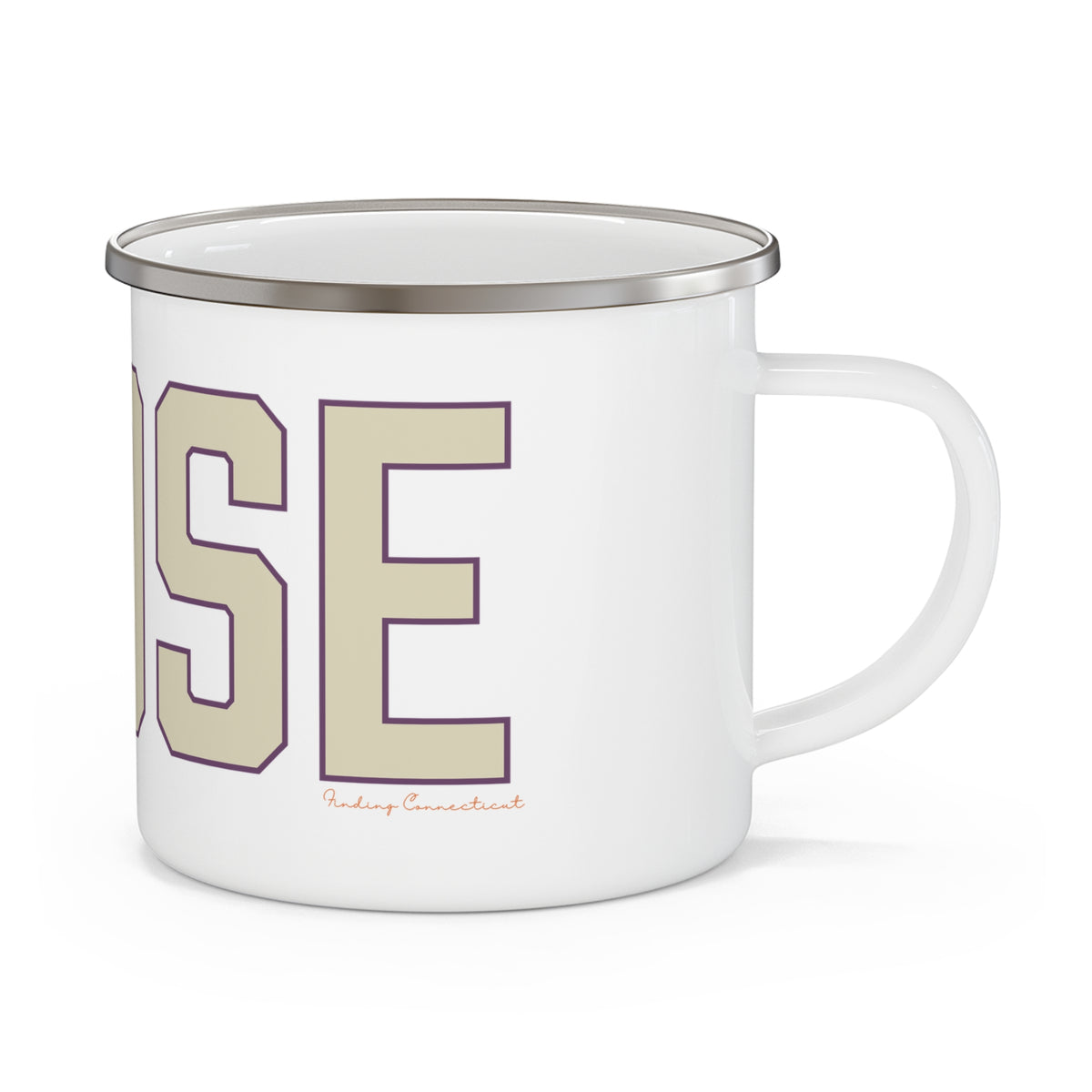 Goose Zip Code Cream & Purple Enamel Camping Mug