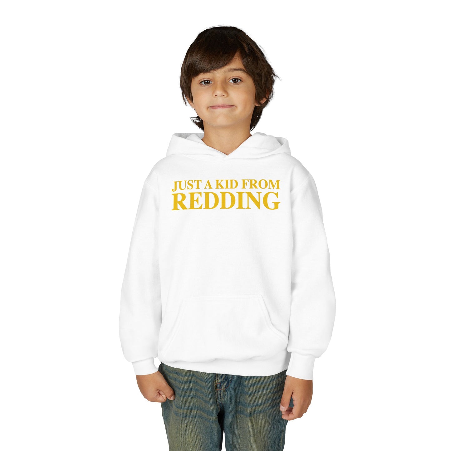 Just a kid from Redding Youth Heavy Blend Hooded Sweatshirt