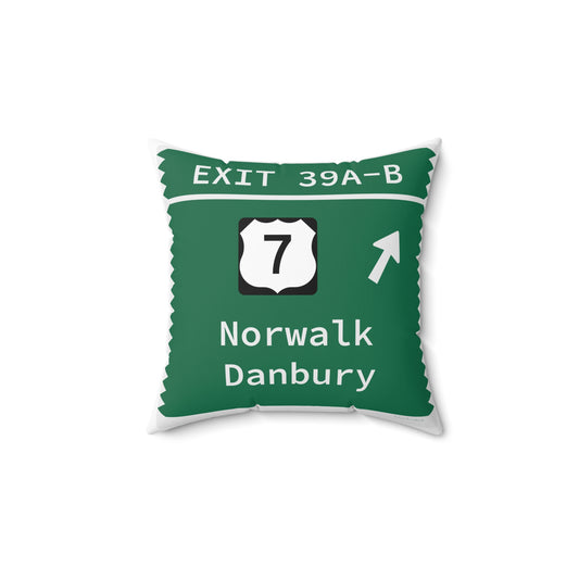 Vintage Merritt Parkway Exit 39 A-B Sign Spun Polyester Square Pillow