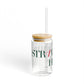 41 Tilt Strawberry Hill Glass Can with Straw and Lid, 16oz