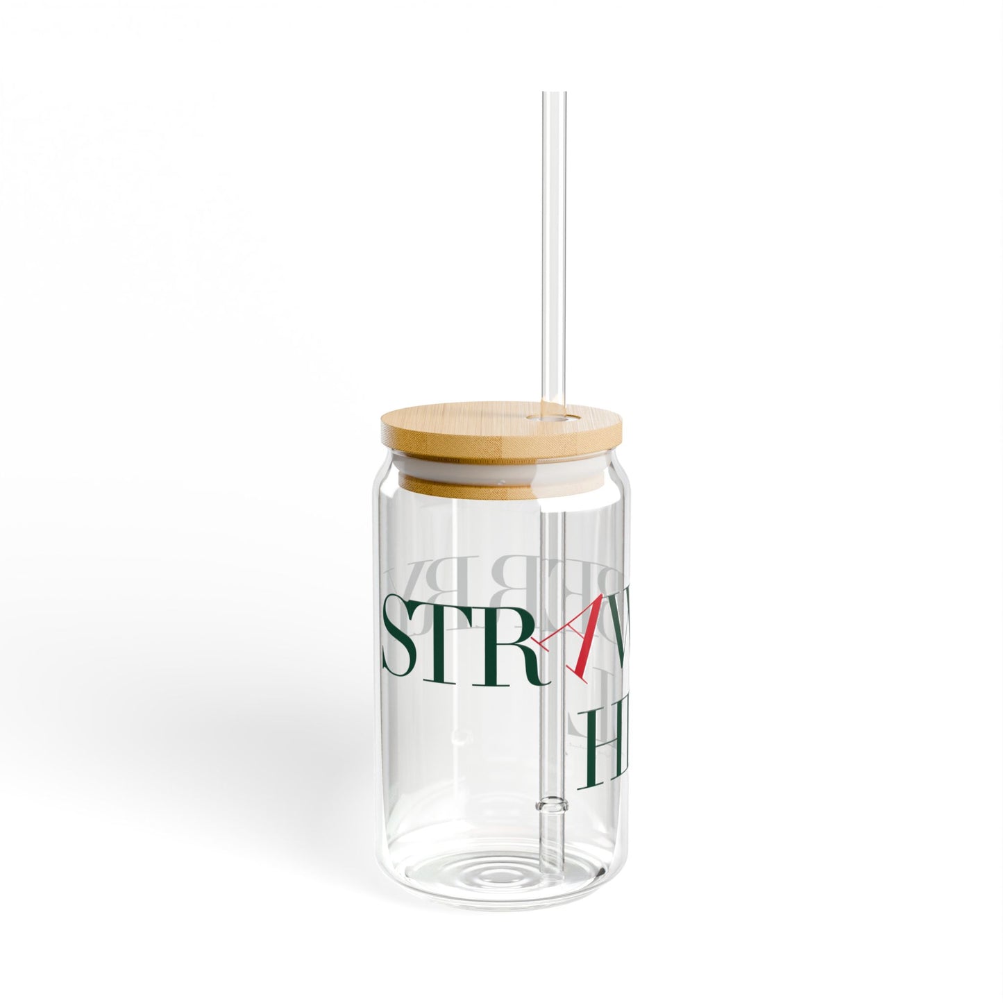 41 Tilt Strawberry Hill Glass Can with Straw and Lid, 16oz
