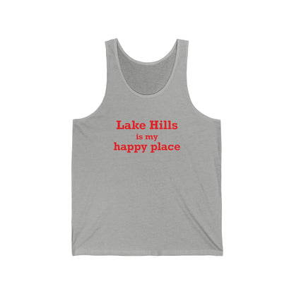 Lake Hills is My Happy Place Unisex Jersey Tank Top