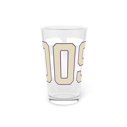 Goose Zip Code Cream & Purple Pint Glass, 16oz