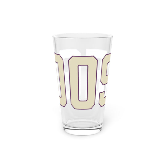 Goose Zip Code Cream & Purple Pint Glass, 16oz