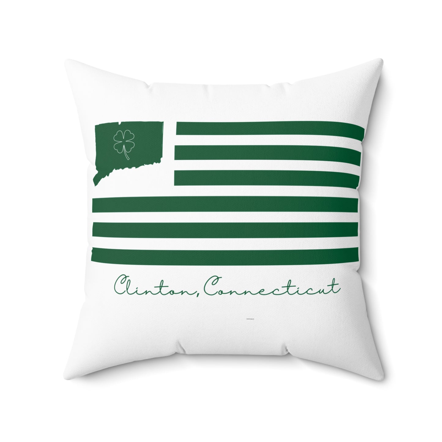 Clinton Connecticut St. Patrick’s Day Flag Spun Polyester Square Pillow