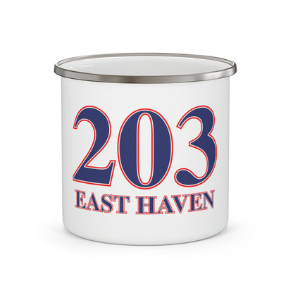203 East Haven Red White & BlueEnamel Camping Mug