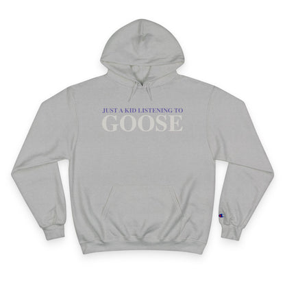 Just a kid listening to Goose - Gray & Purple Champion Hoodie