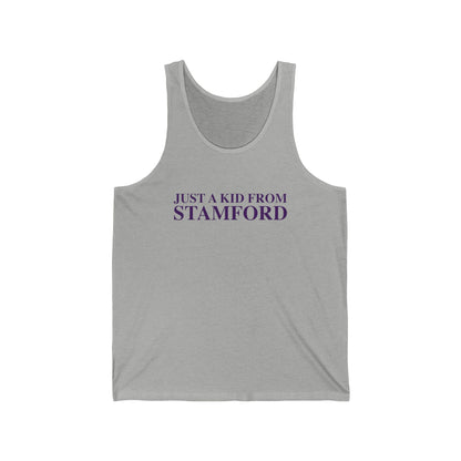 Just a kid from Stamford Unisex Jersey Tank Top