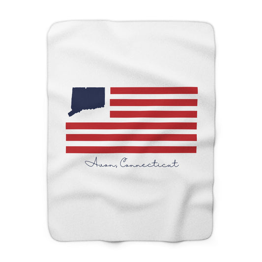 Avon Connecticut Flag Sherpa Fleece Blanket