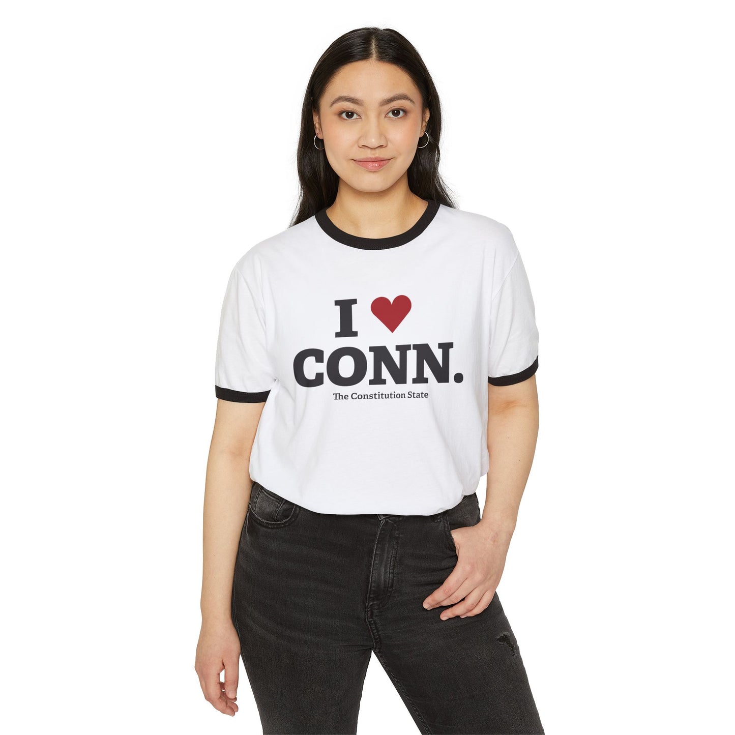 I Heart CONN. Unisex Cotton Ringer T-Shirt