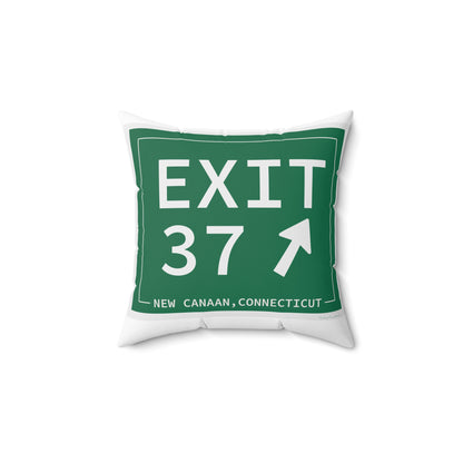 Vintage Exit 37 Merritt Parkway Sign Spun Polyester Square Pillow