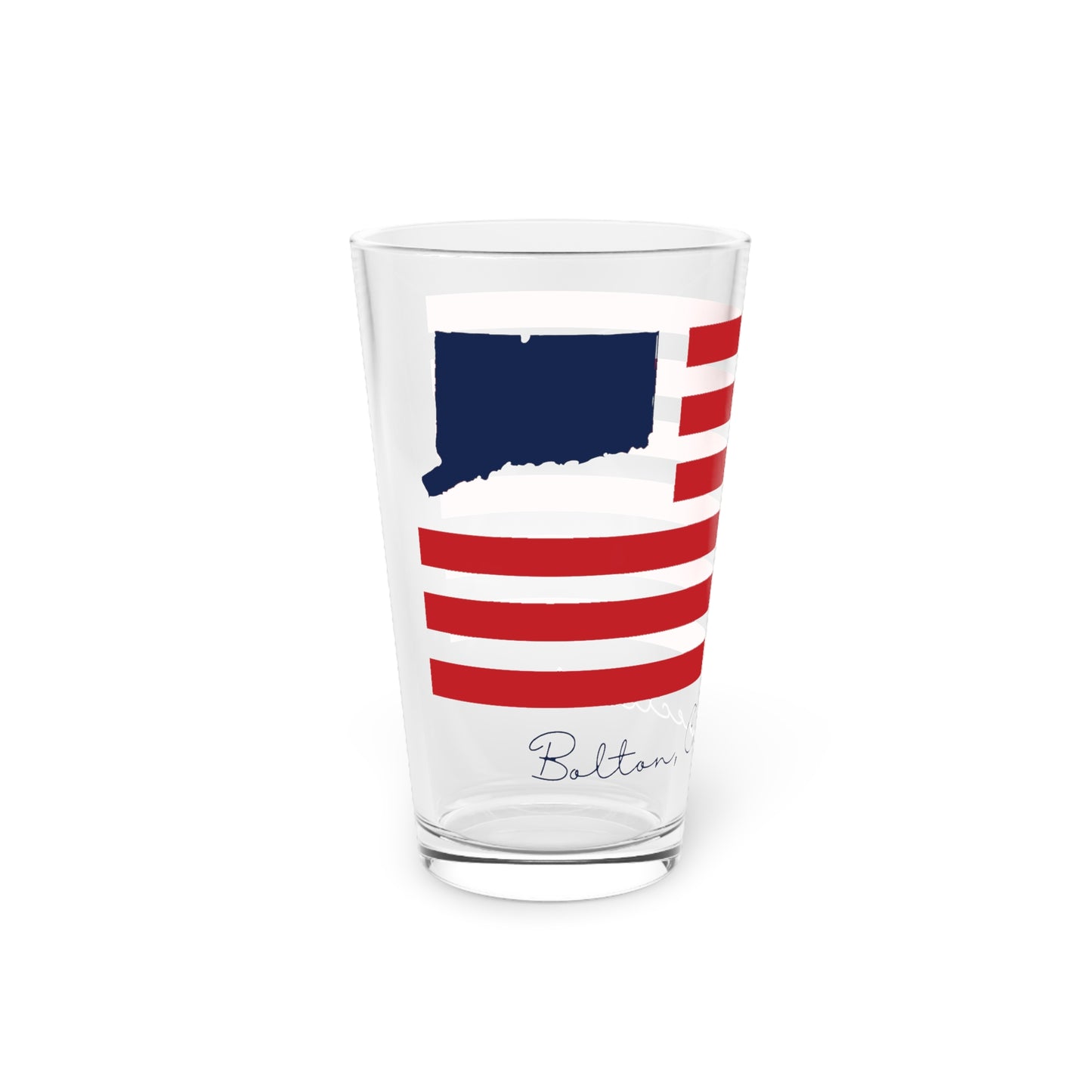 Bolton Connecticut Flag Pint Glass, 16oz