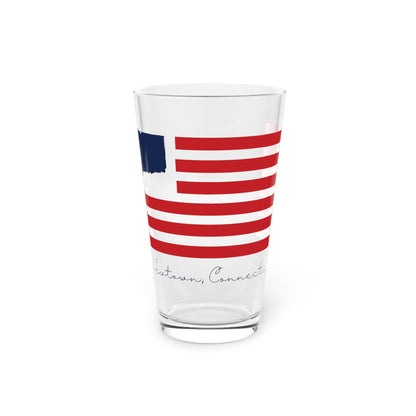 Newtown Connecticut Flag Pint Glass, 16oz