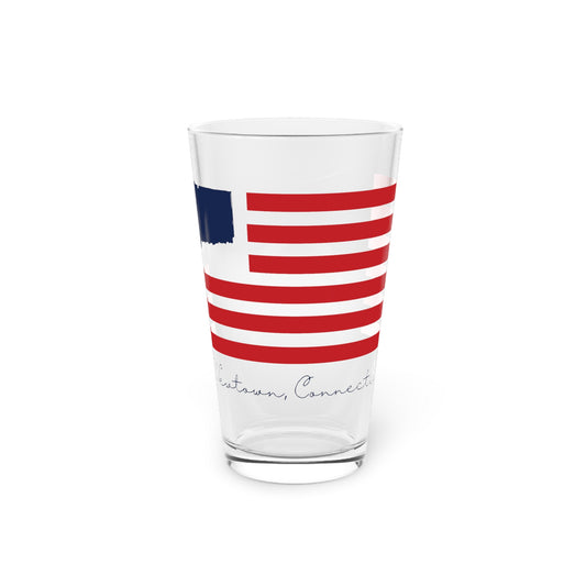 Newtown Connecticut Flag Pint Glass, 16oz