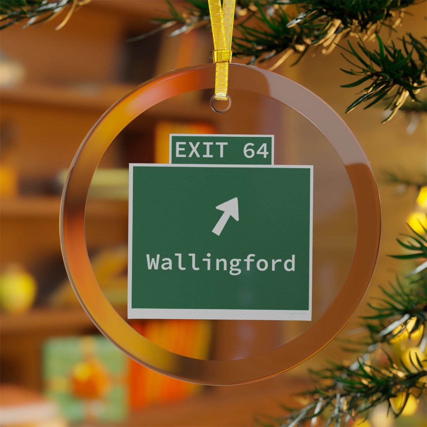 Vintage WCP Exit 64 Sign Glass Ornaments