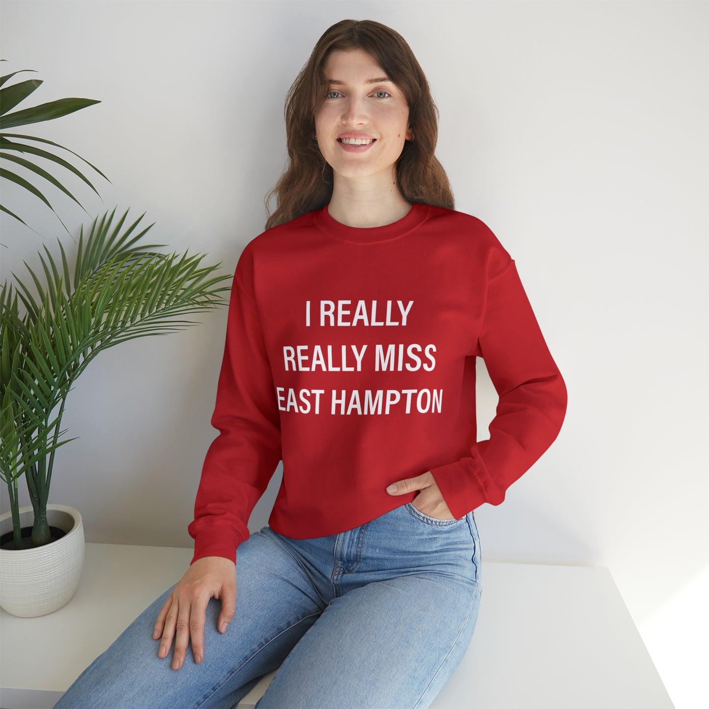 I Really Really Miss East Hampton (white) Unisex Heavy Blend™ Crewneck Sweatshirt